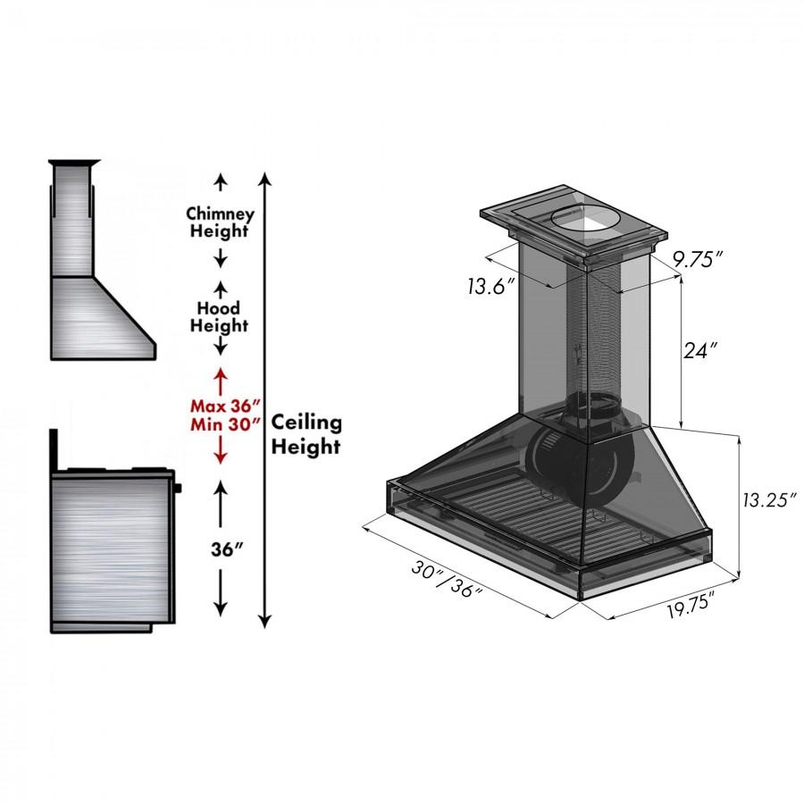 ZLINE 30" Wooden Wall Range Hood, Rustic Light, KPLL-30