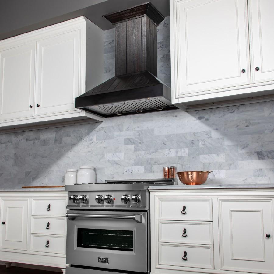 ZLINE 30"Wooden Wall Range Hood, Rustic Dark, KPDD-30
