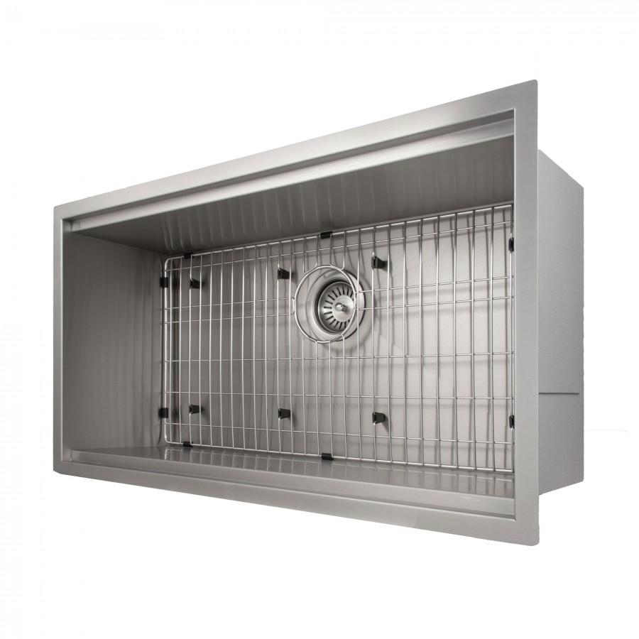 ZLINE 33" Undermount Single Bowl Ledge Sink, Stainless with Accessories, SLS-33
