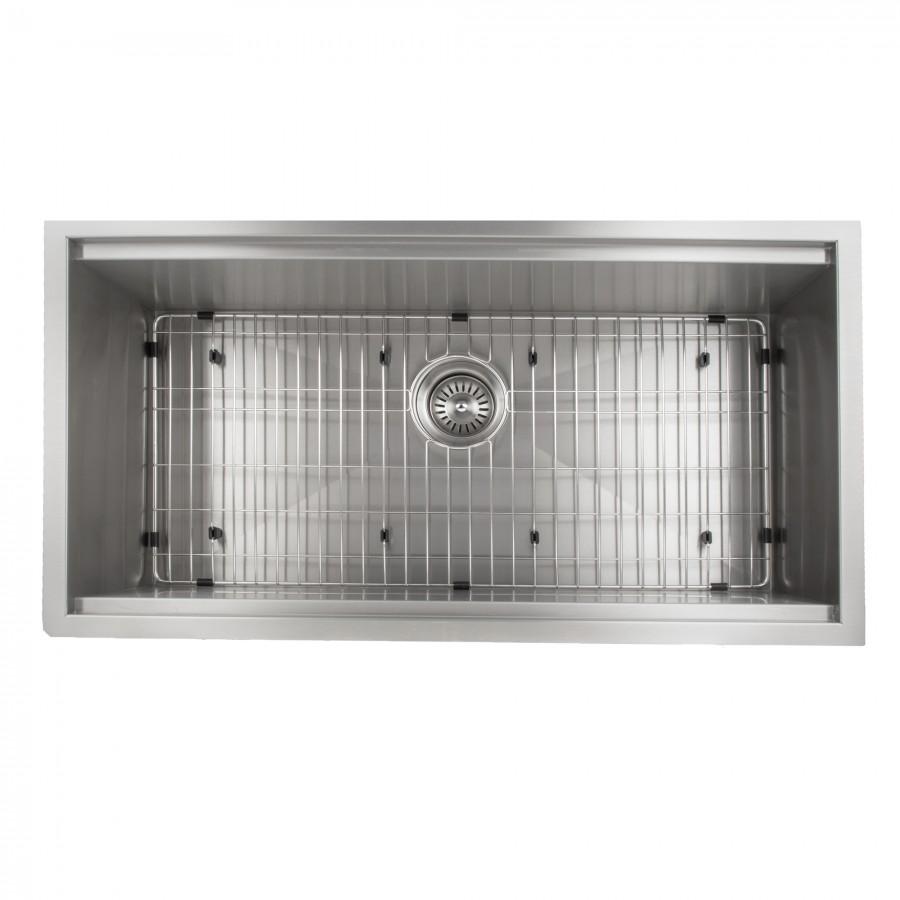 ZLINE 33" Undermount Single Bowl Ledge Sink, Stainless with Accessories, SLS-33