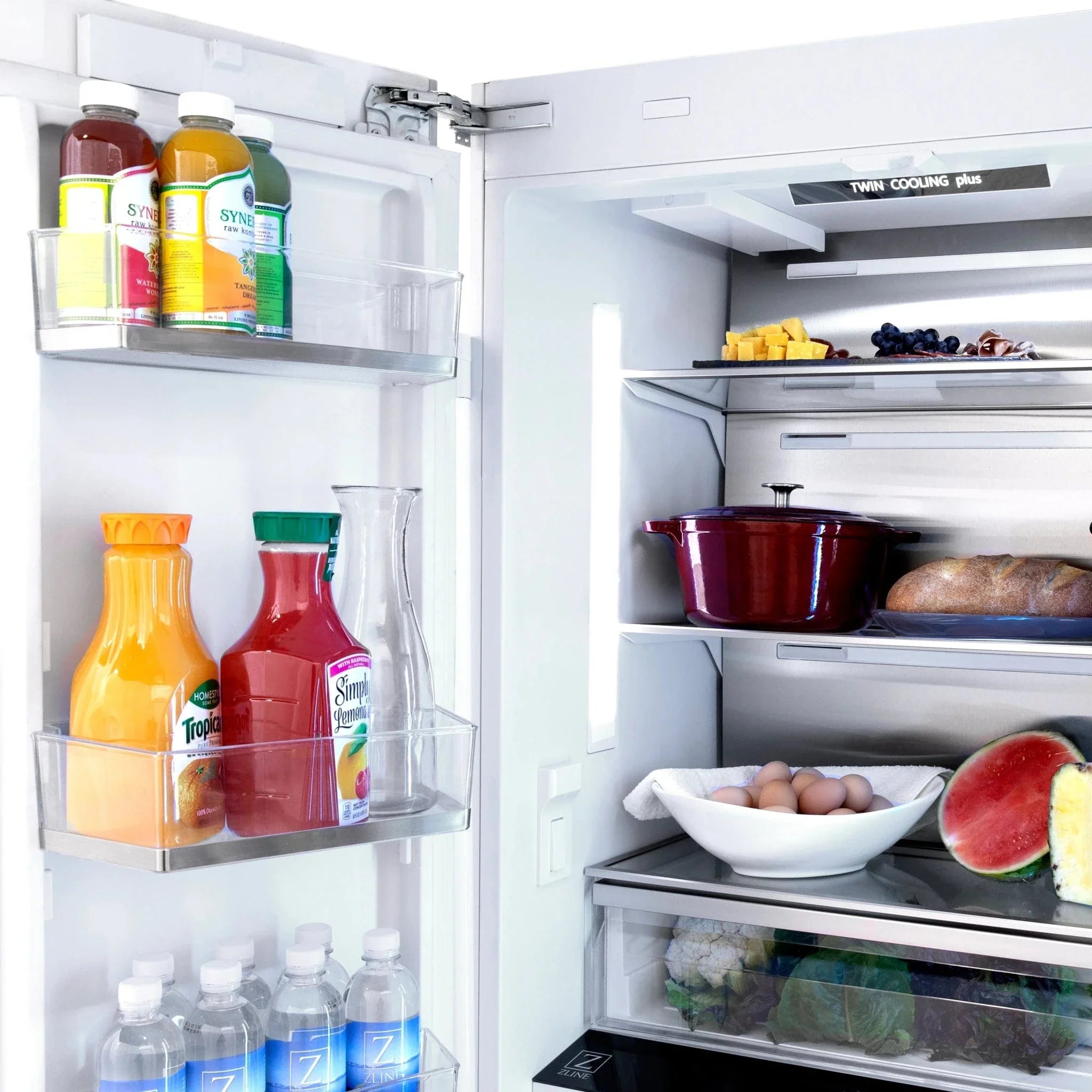 ZLINE 36" 19.6 cu. ft. Built-In 3-Door French Door Refrigerator with Internal Water and Ice Dispenser in Stainless Steel RBIV-304-36