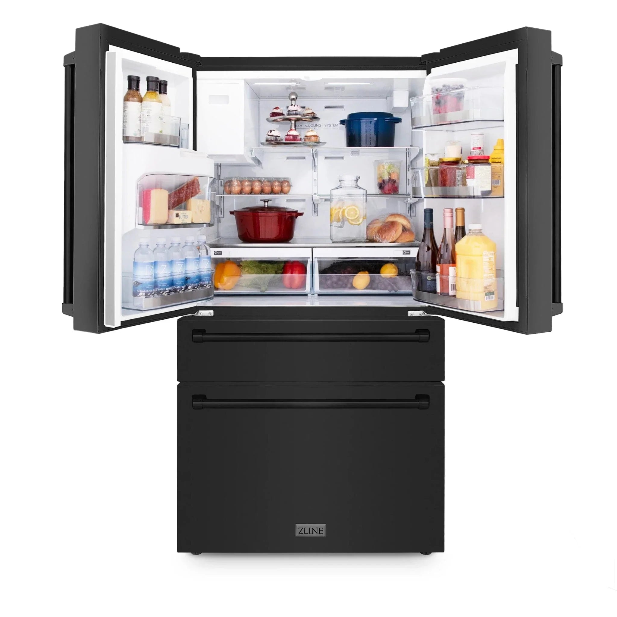 ZLINE 36" 21.6 cu. ft French Door Refrigerator with Water and Ice Dispenser in  Stainless Steel RFM-W-36-BS