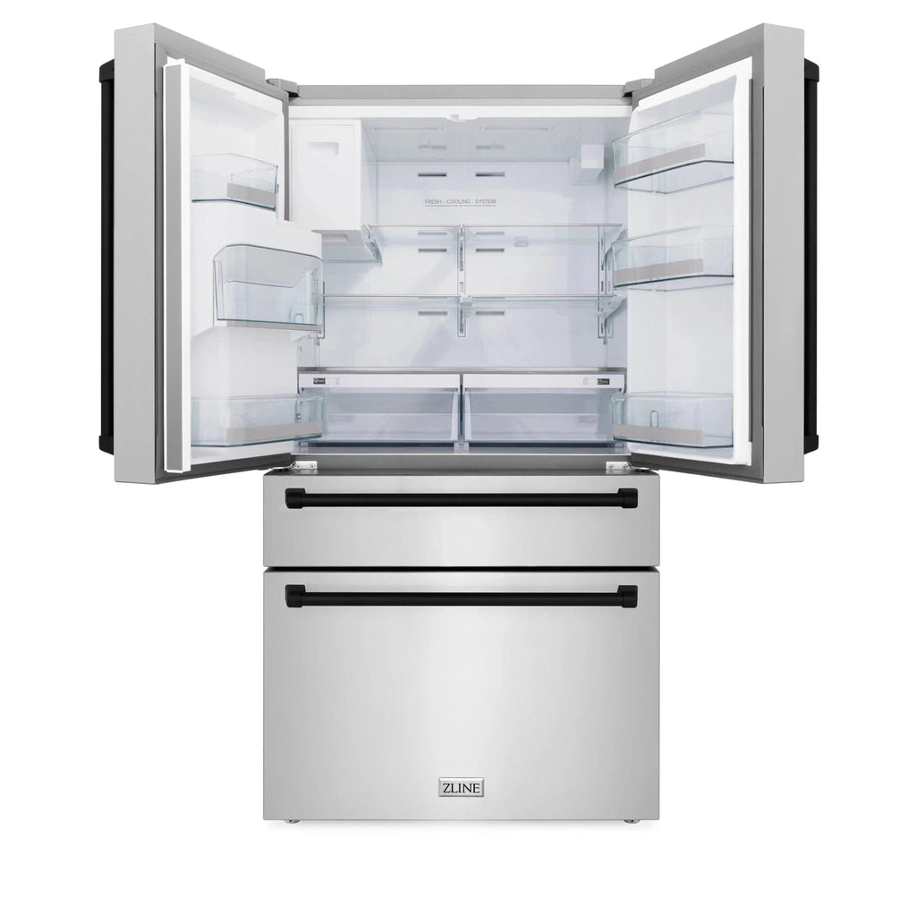 ZLINE 36" Autograph 21.6 cu. ft French Door Refrigerator with Ice Maker in Fingerprint Resistant Stainless Steel RFMZ-W-36-MB
