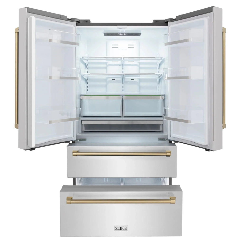 ZLINE 36" Autograph 22.5 cu. ft French Door Refrigerator with Ice Maker in Fingerprint Resistant Stainless Steel RFMZ-36-CB