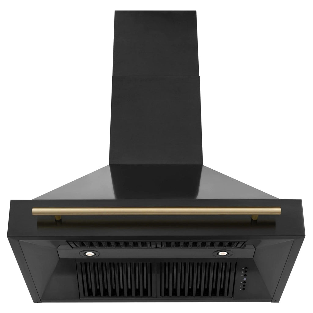 ZLINE 36" Autograph Black Stainless Wall Range Hood, Bronze, BS655Z-36-CB