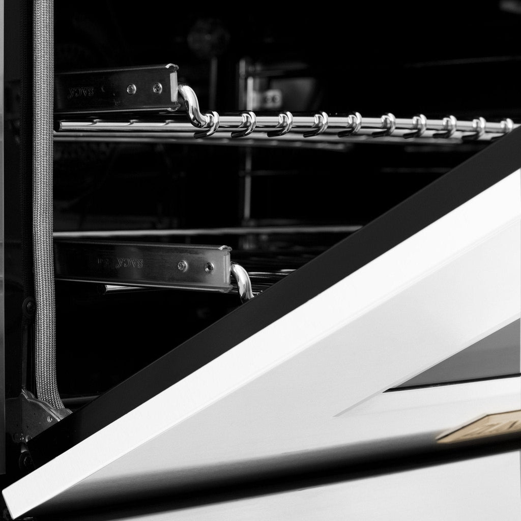 ZLINE 36" Autograph Dual Fuel Range, DuraSnow, White door, RASZ-WM-36-CB