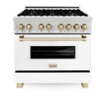 ZLINE 36" Autograph Dual Fuel Range, DuraSnow, White door, RASZ-WM-36-CB