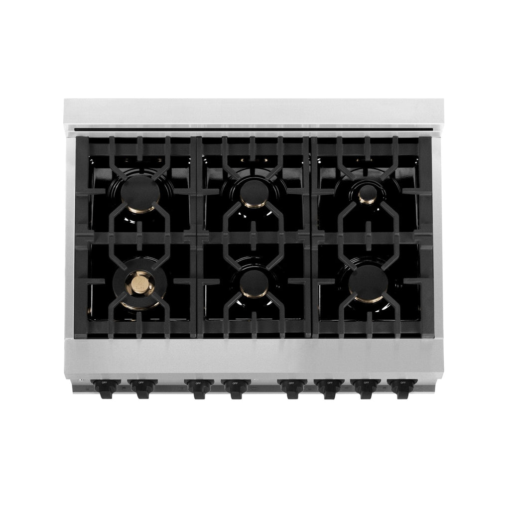 ZLINE 36" Autograph Dual Fuel Range, White Door, RAZ-WM-36-MB