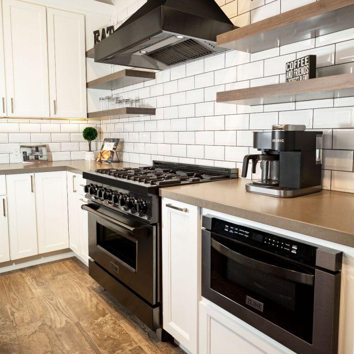 ZLINE 36" Black Stainless, Gas Burner/Electric Oven, Brass Burners, RAB-BR-36