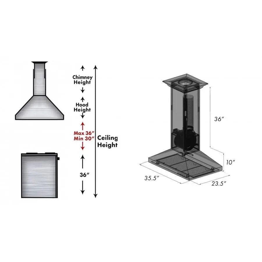 ZLINE 36" Copper Island Range Hood 8KL3iC-36