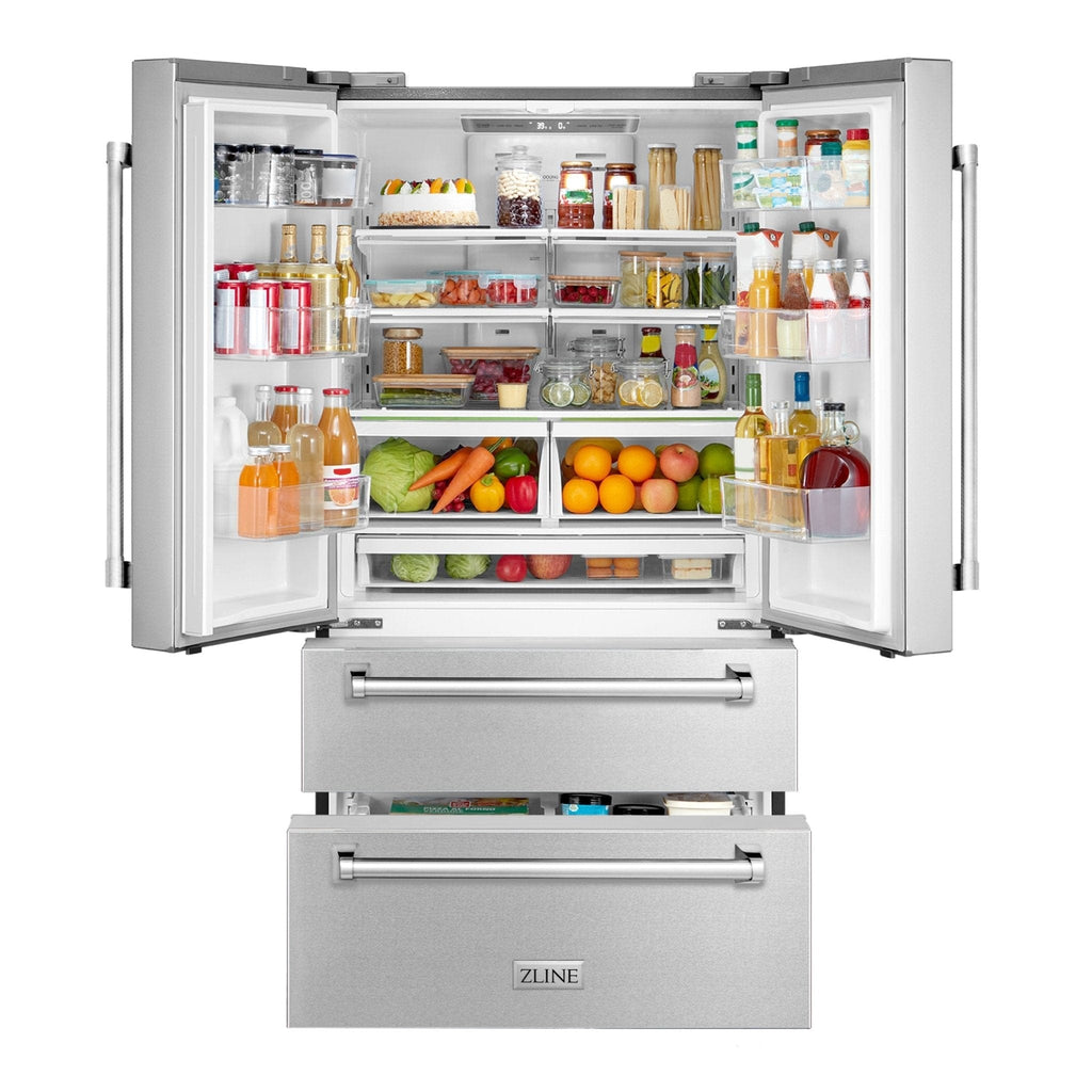 ZLINE 36" French Door Refrigerator with Ice Maker, Stainless Steel, RFM-36