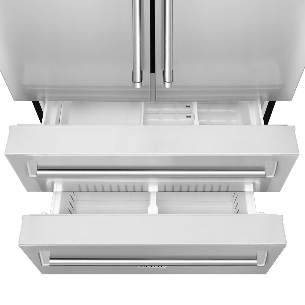 ZLINE 36" French Door Refrigerator with Ice Maker, Stainless Steel, RFM-36