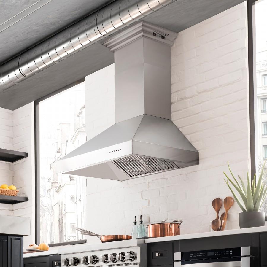 ZLINE 36" Professional Wall Range Hood, Built-in CrownSound® Bluetooth Speakers, 697CRN-BT-36