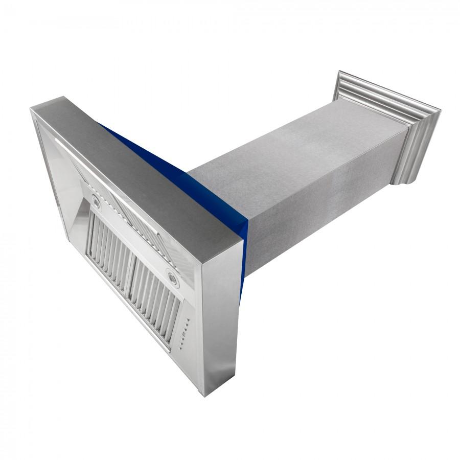 ZLINE 36" Snow Finish Wall Range Hood, Blue Gloss Shell, 8654BG-36