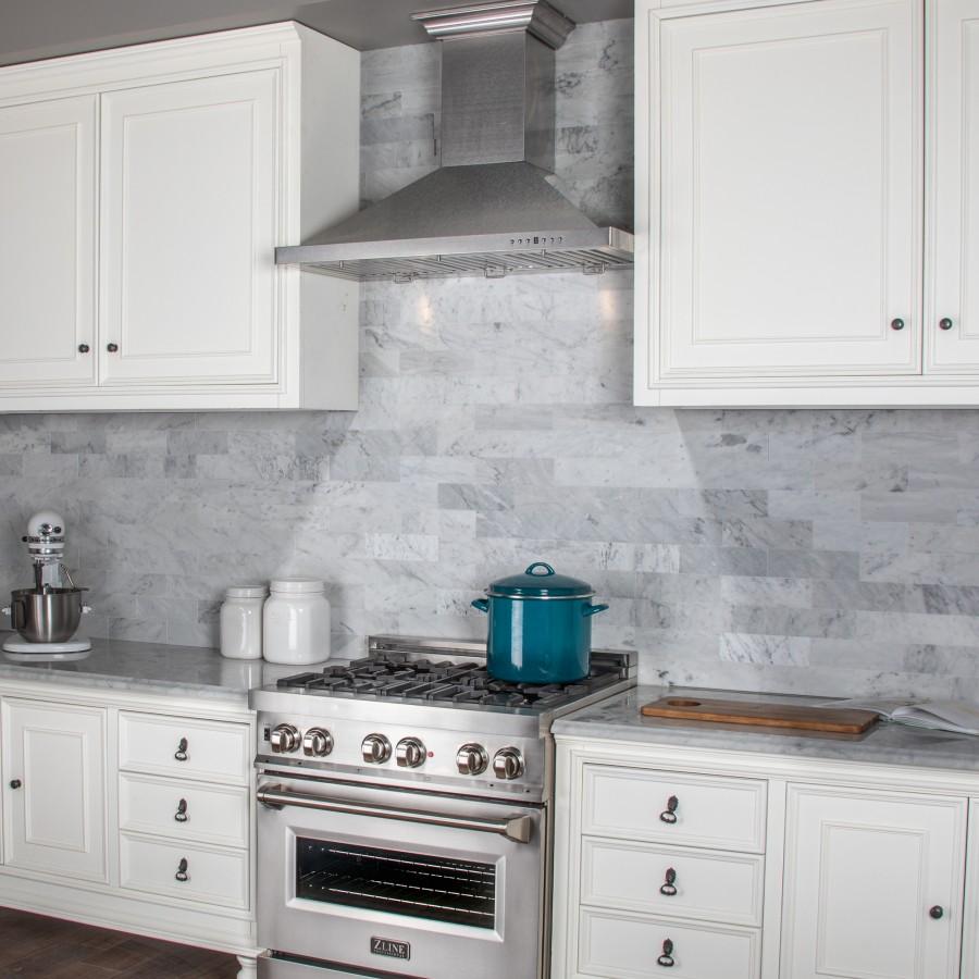 ZLINE 36" Snow Finished Stainless Steel Wall Mount Range Hood, 8KBS-36