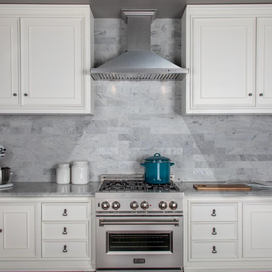 ZLINE 36" Snow Finished Stainless Steel Wall Mount Range Hood, 8KBS-36