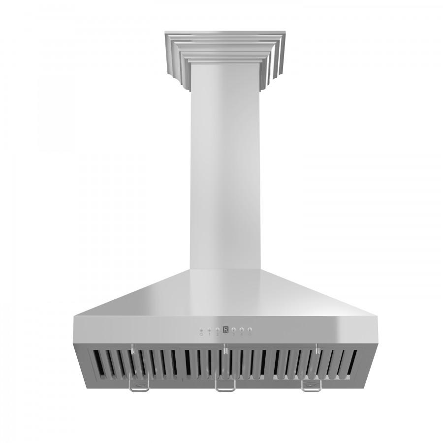 ZLINE 36" Stainless Steel Wall Range Hood, Crown Molding, KL3CRN-36