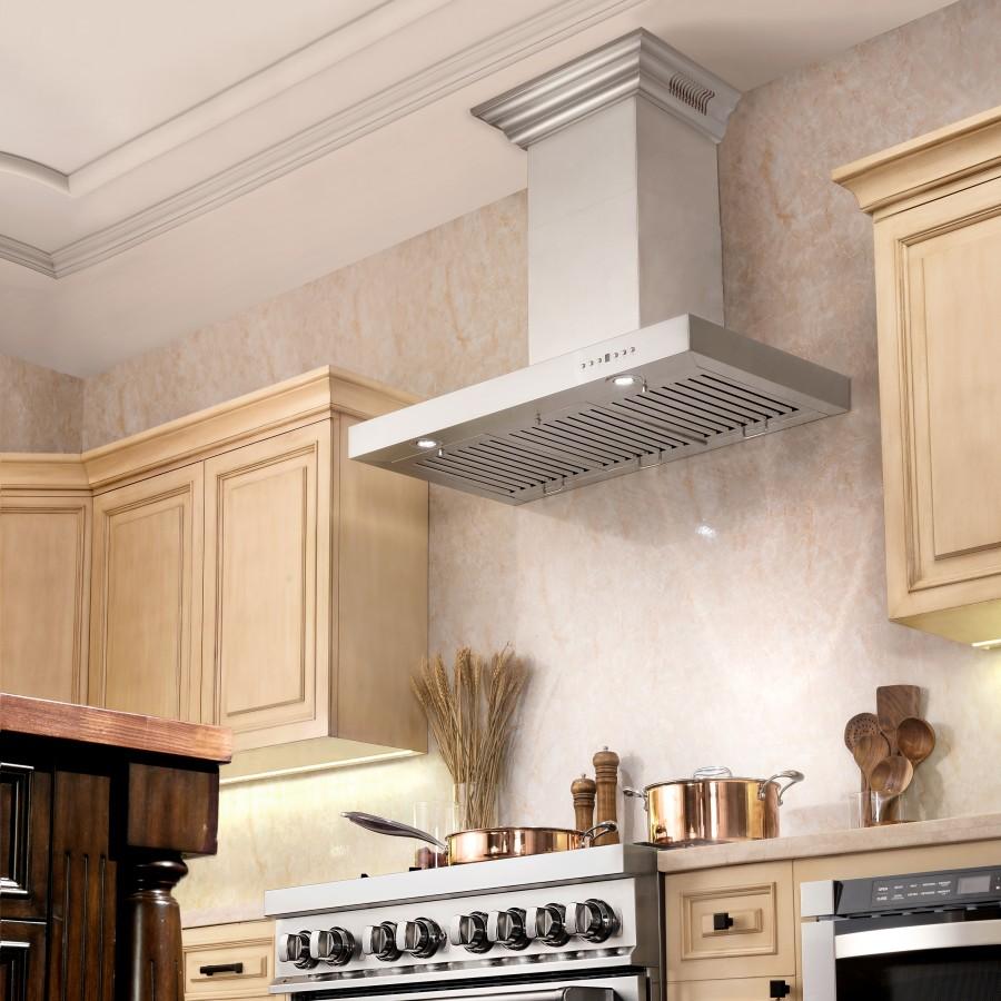 ZLINE 36" Wall Range Hood, Built-in CrownSound® Bluetooth Speakers, KECRN-BT-36