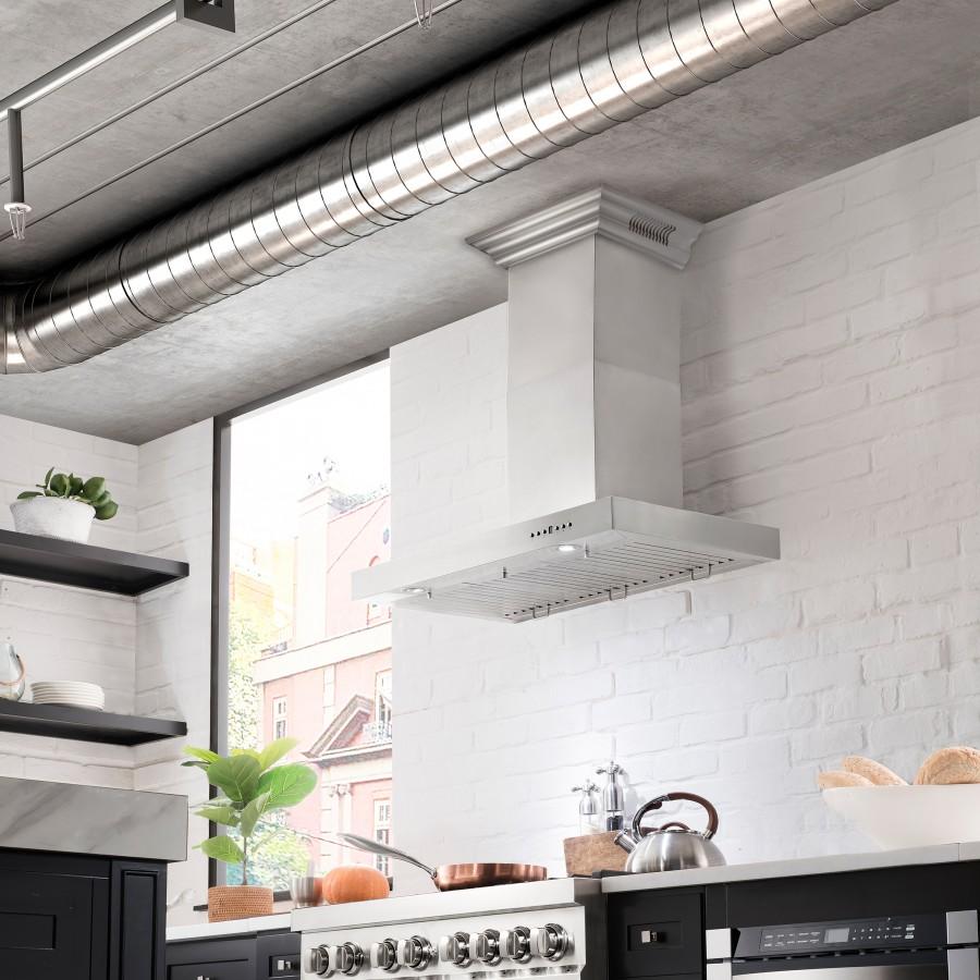 ZLINE 36" Wall Range Hood, Built-in CrownSound® Bluetooth Speakers, KECRN-BT-36