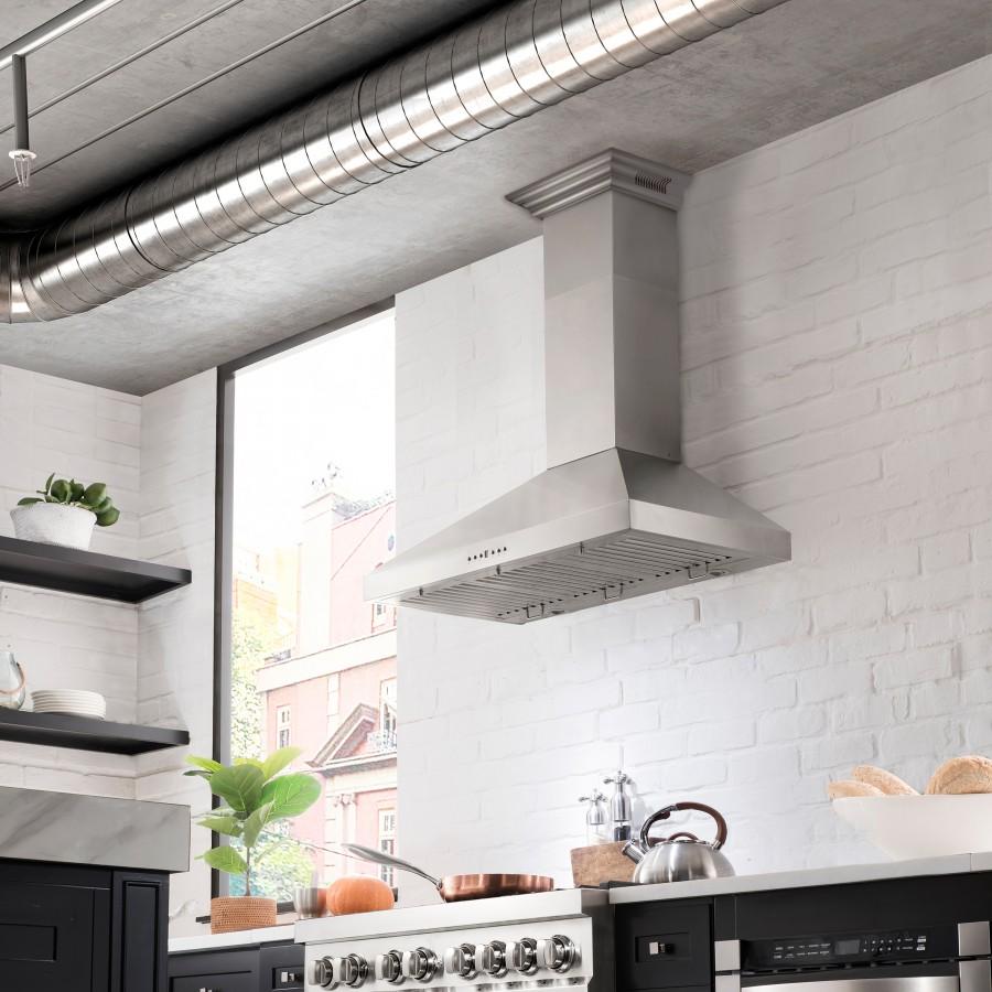 ZLINE 36" Wall Range Hood, Built-in CrownSound® Bluetooth Speakers, KL3CRN-BT-36