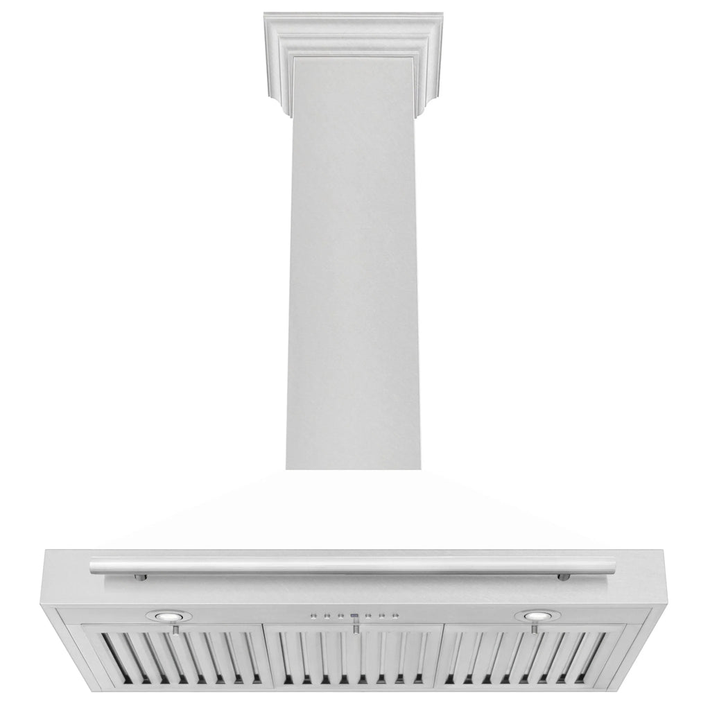 ZLINE 36" White Matte Range Hood, Stainless Steel Handle KB4SNX-WM-36