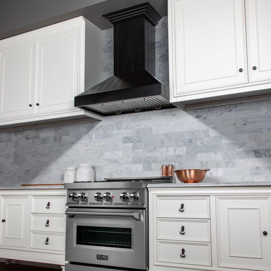 ZLINE 36" Wooden Wall Range Hood in Black, KPCC-36