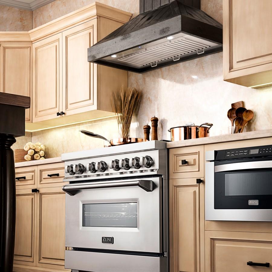 ZLINE 36" Wooden Wall Range Hood in Black, KPCC-36