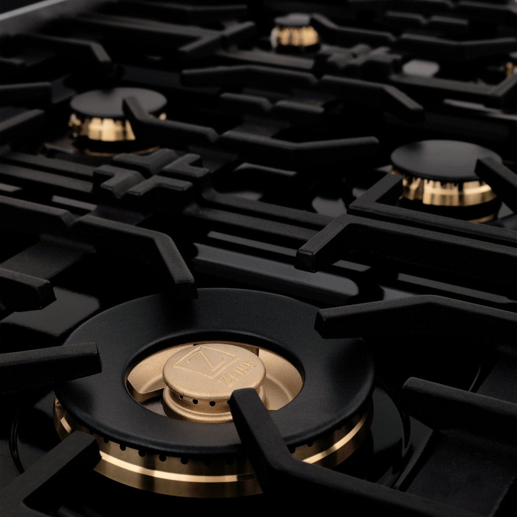 ZLINE 48" Autograph Dual Fuel Range, Black Stainless, Gold, RABZ-48-G