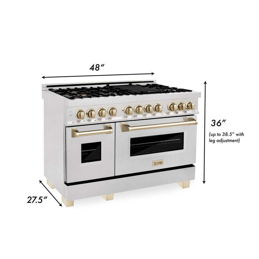 ZLINE 48" Autograph Dual Fuel Range, DuraSnow, Bronze, RASZ-SN-48-CB