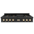 ZLINE 48" Autograph Rangetop, Black Stainless, Gold Accents, RTBZ-48-G