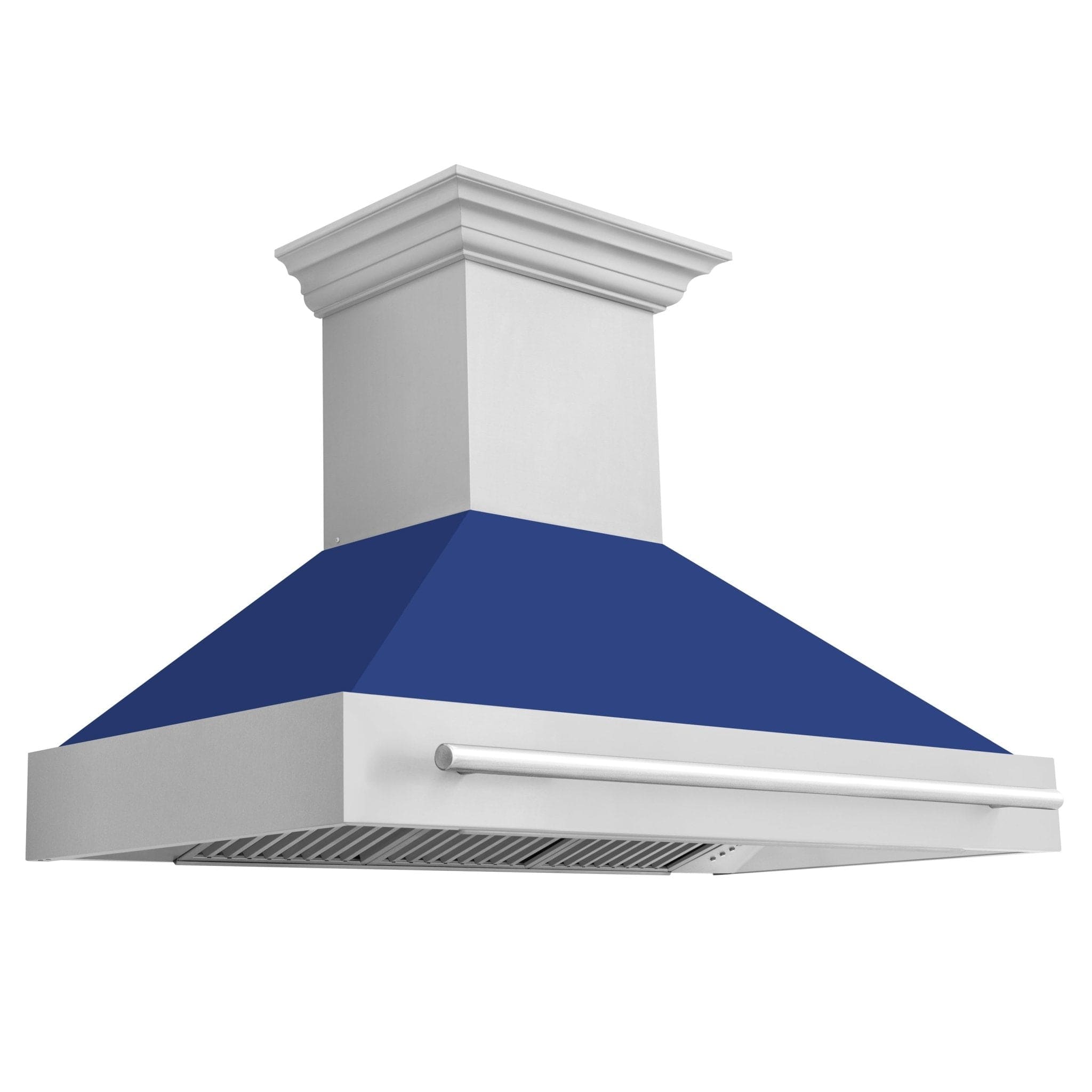 ZLINE 48" Autograph Stainless Blue Matte Wall Range Hood, 8654STX-BM-48