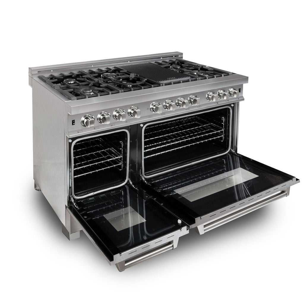 ZLINE 48" Dual Fuel Snow Stainless Range, Snow Stainless Door, RAS-SN-48
