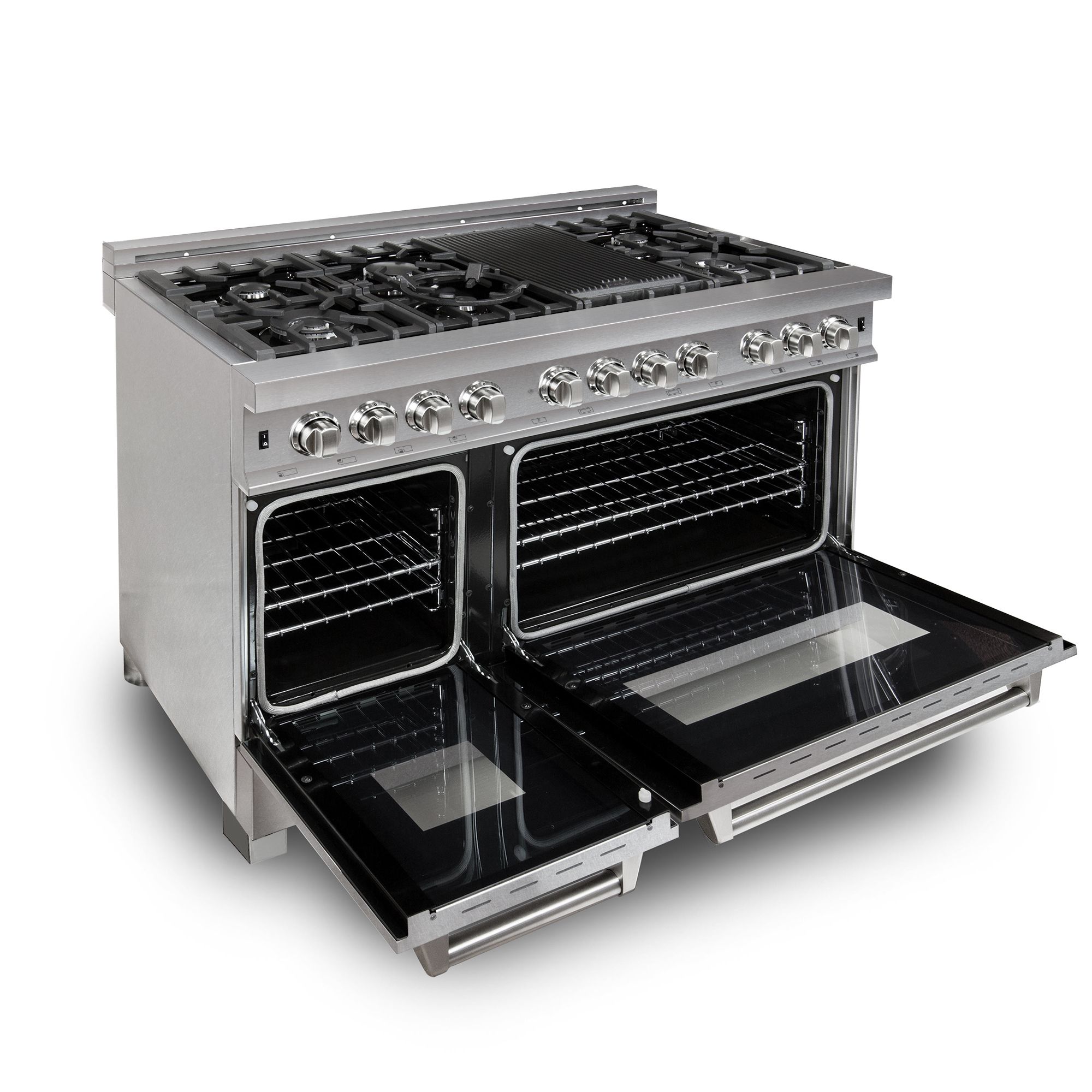 ZLINE 48" Dual Fuel Snow Stainless Range, Snow Stainless Door, RAS-SN-48