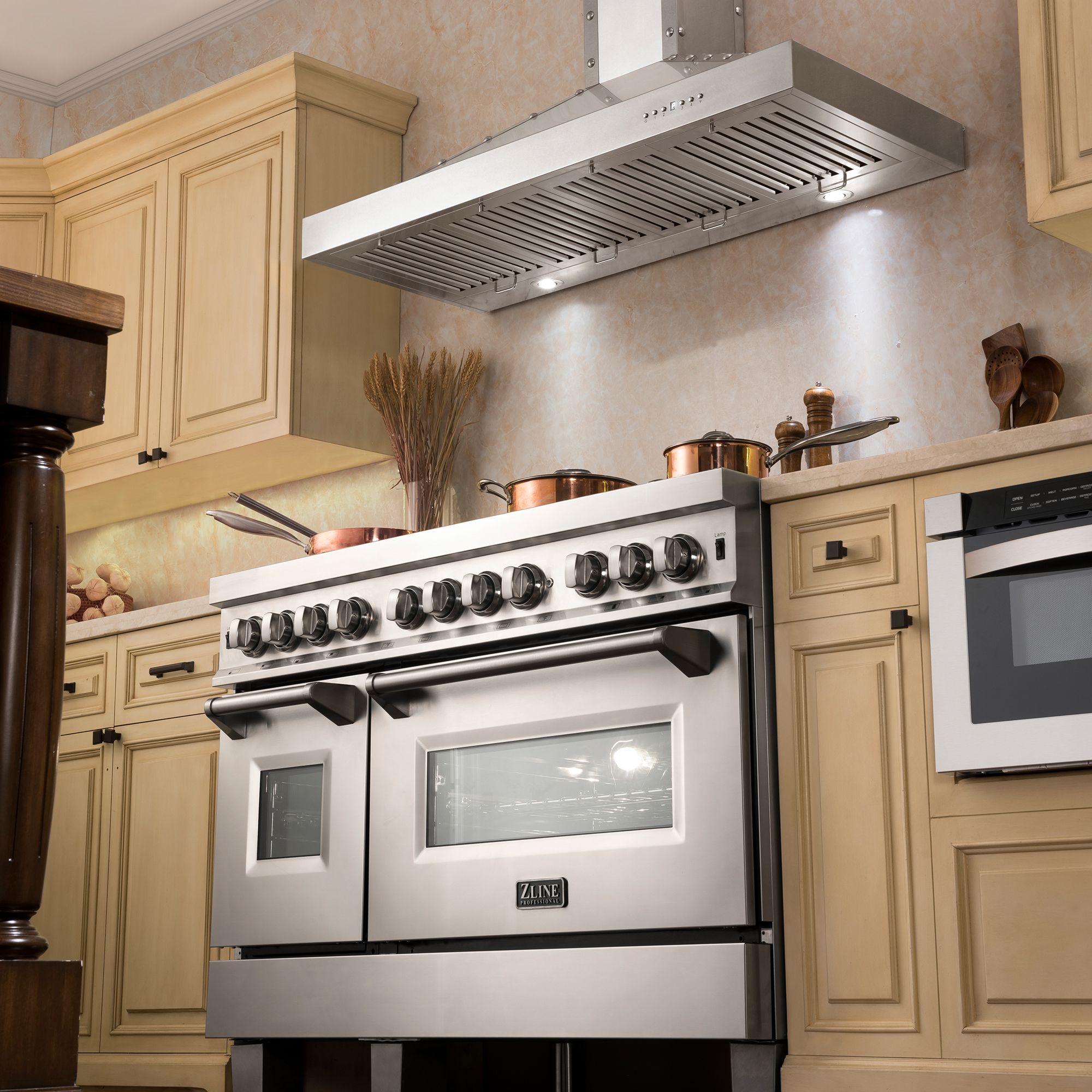 ZLINE 48" Dual Fuel Snow Stainless Range, Snow Stainless Door, RAS-SN-48