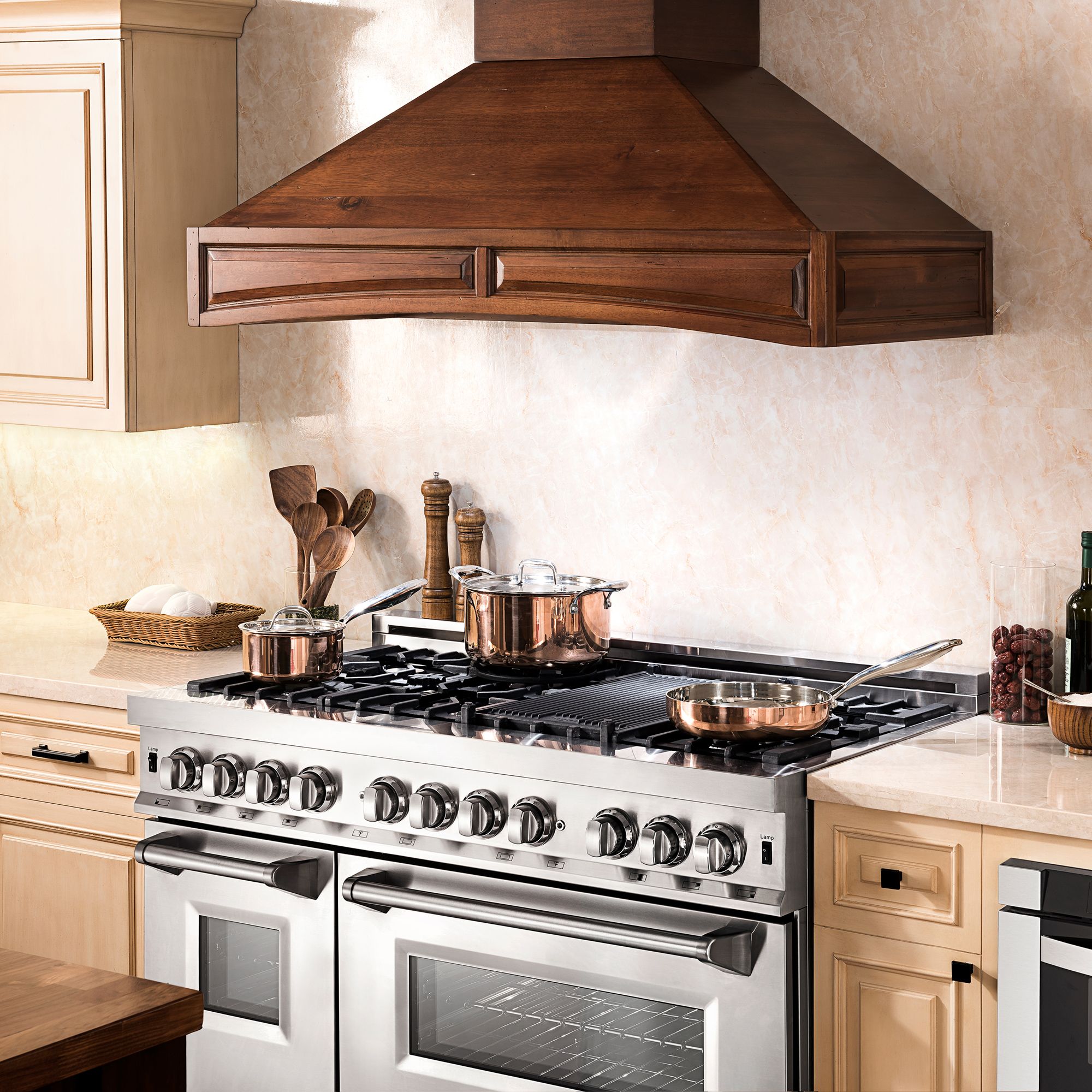 ZLINE 48" Dual Fuel Snow Stainless Range, Snow Stainless Door, RAS-SN-48