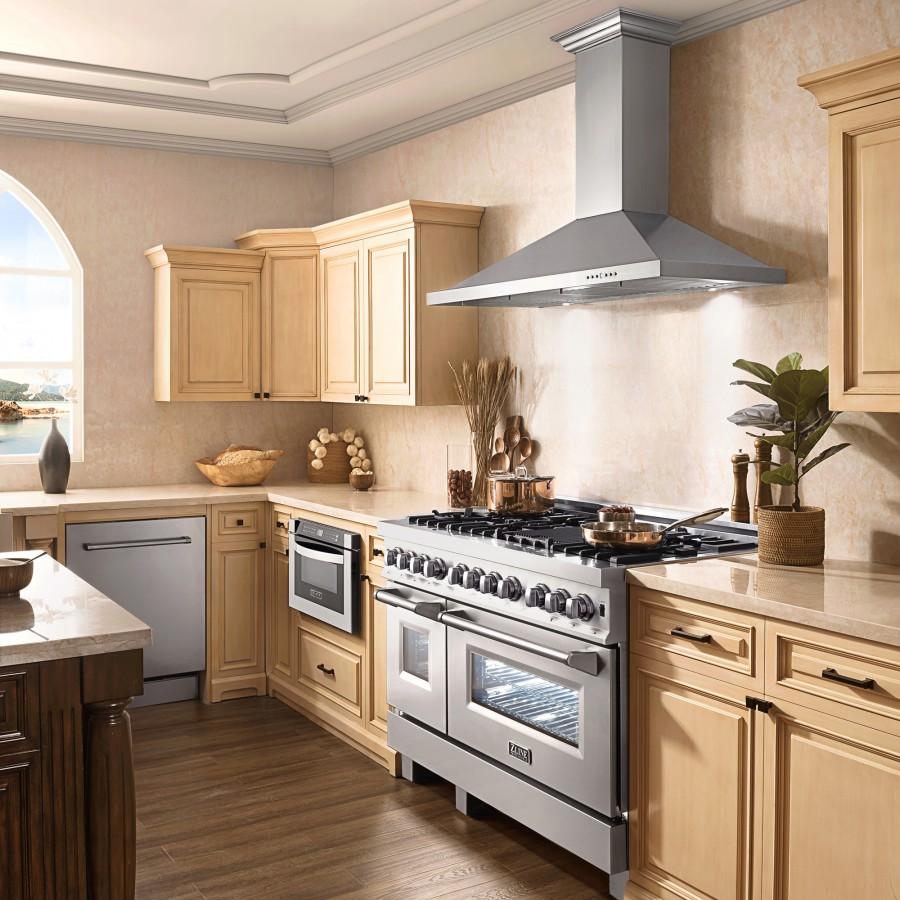 ZLINE 48" Dual Fuel Snow Stainless Range, Snow Stainless Door, RAS-SN-48