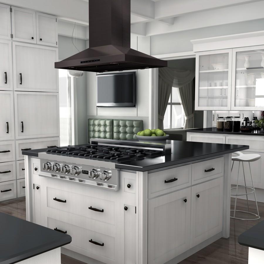 ZLINE 48" Island Range Hood in Black Stainless Steel, BSGL2iN-48