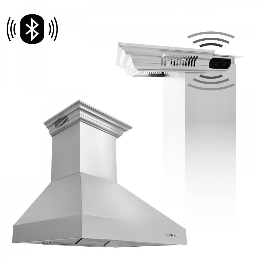 ZLINE 48" Professional Wall Range Hood, Built-in CrownSound® Bluetooth Speakers, 667CRN-BT-48