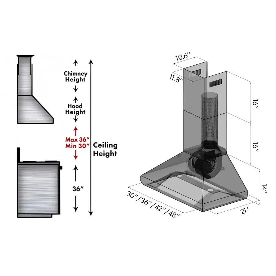 ZLINE 48" Stainless Steel Wall Range Hood 587-48