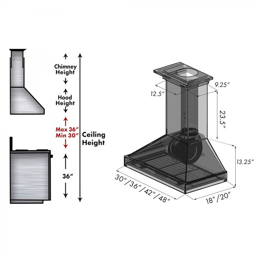 ZLINE 48" Unfinished Wooden Wall Range Hood, KBUF-48