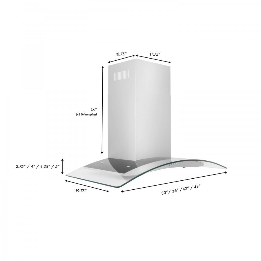 ZLINE 48" Wall Range Hood, Stainless Steel, Glass, KN4-48