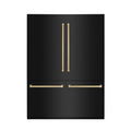 ZLINE 60" Autograph 32.2 cu. ft. 4-Door French Door Fridge Water/Ice Dispenser Black Stainless Steel Champagne Bronze Accents RBIVZ-BS-60-CB