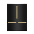 ZLINE 60" Autograph 32.2 cu. ft. 4-Door French Door Fridge Water/Ice Dispenser Black Stainless Steel Gold Accents RBIVZ-BS-60-G