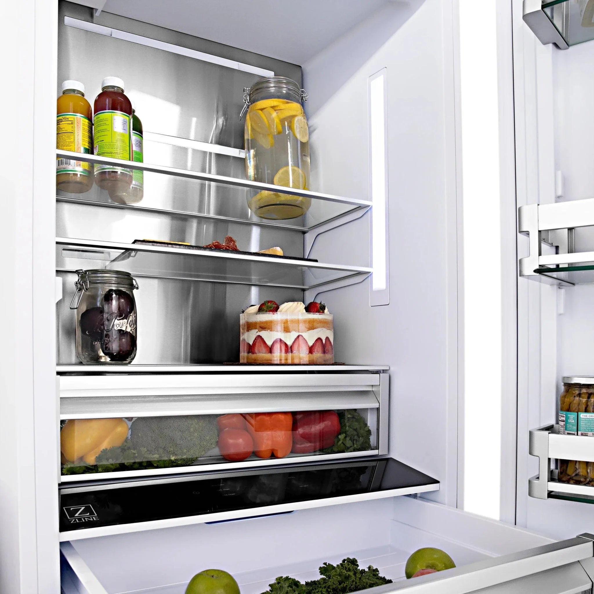 ZLINE 60" Autograph Edition French Door Refrigerator, Internal Water, Ice Dispenser, White Matte, Champagne Bronze Accents RBIVZ-WM-60-CB
