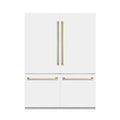 ZLINE 60" Autograph Edition French Door Refrigerator, Internal Water, Ice Dispenser, White Matte, Champagne Bronze Accents RBIVZ-WM-60-CB