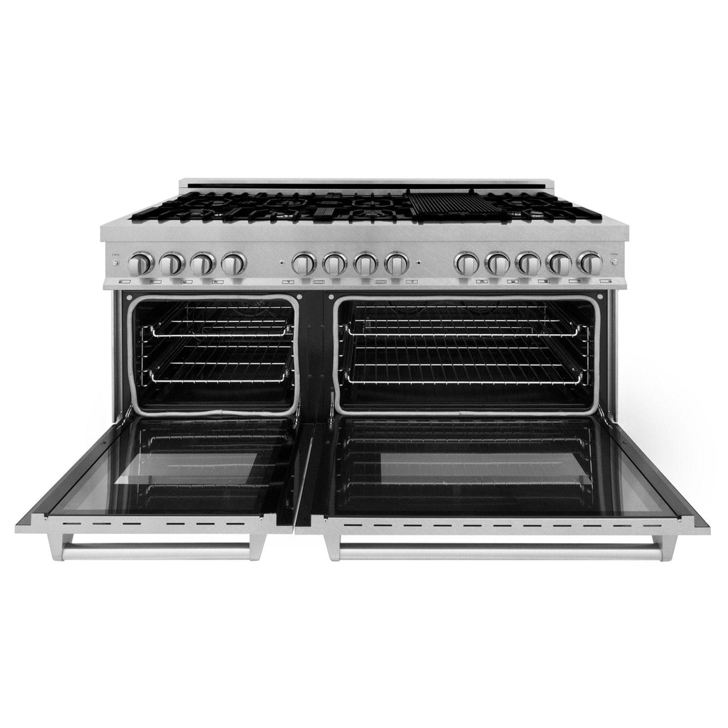ZLINE 60" Dual Fuel Range, DuraSnow Stainless, RAS-SN-60