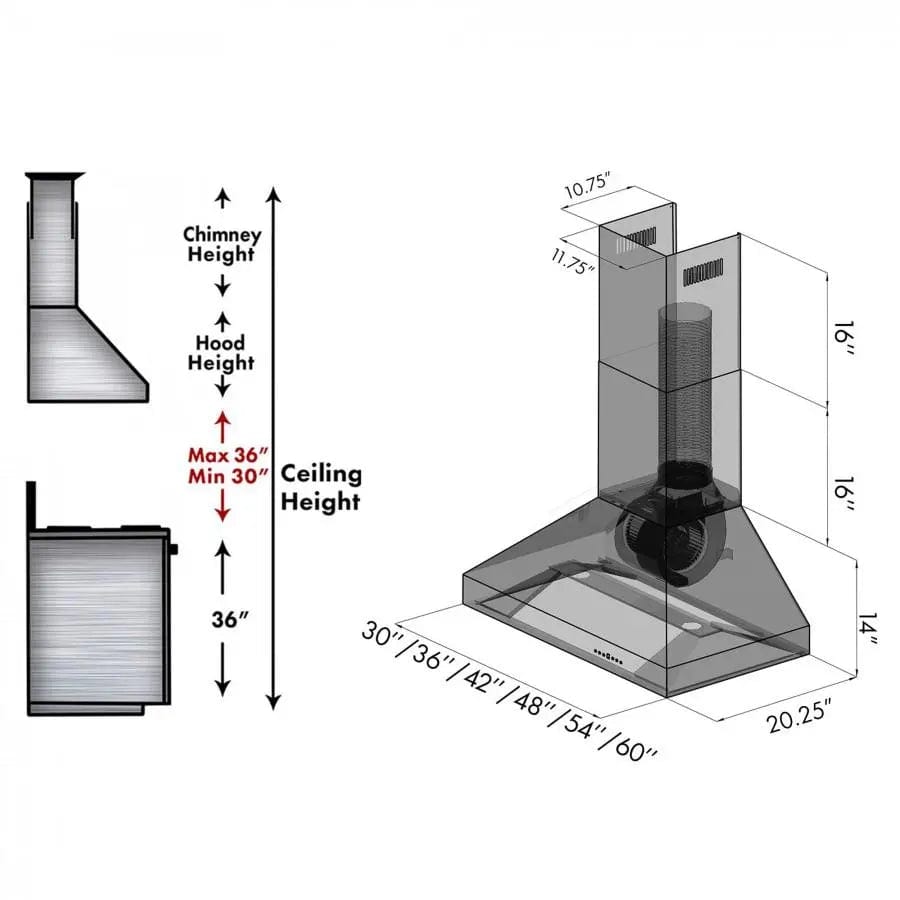 ZLINE 60" Stainless Steel Wall Range Hood 597-60