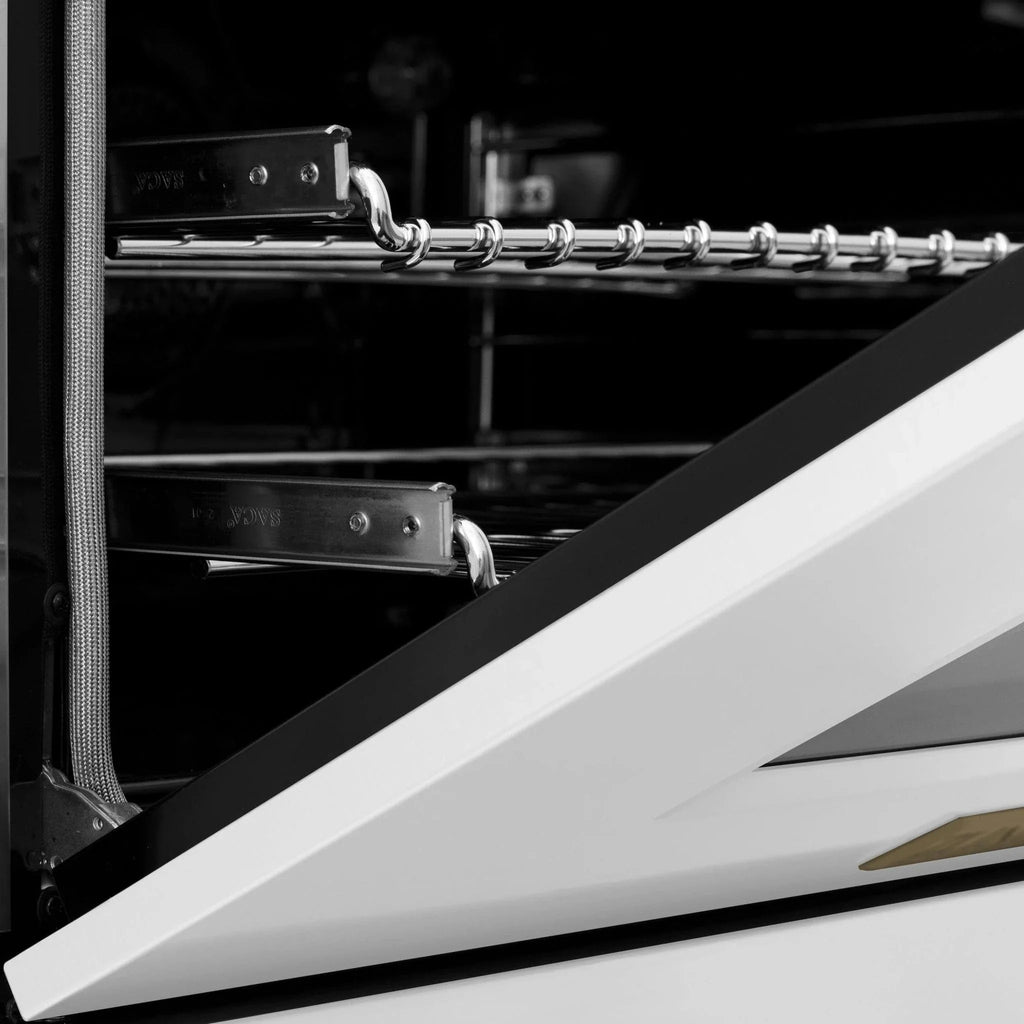 ZLINE 60"Autograph Range Dual Fuel, DuraSnow, White Door,RASZ-WM-60-G