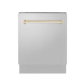 ZLINE Autograph 24" Dishwasher Stainless Door, Gold Handle DWVZ-304-24-G
