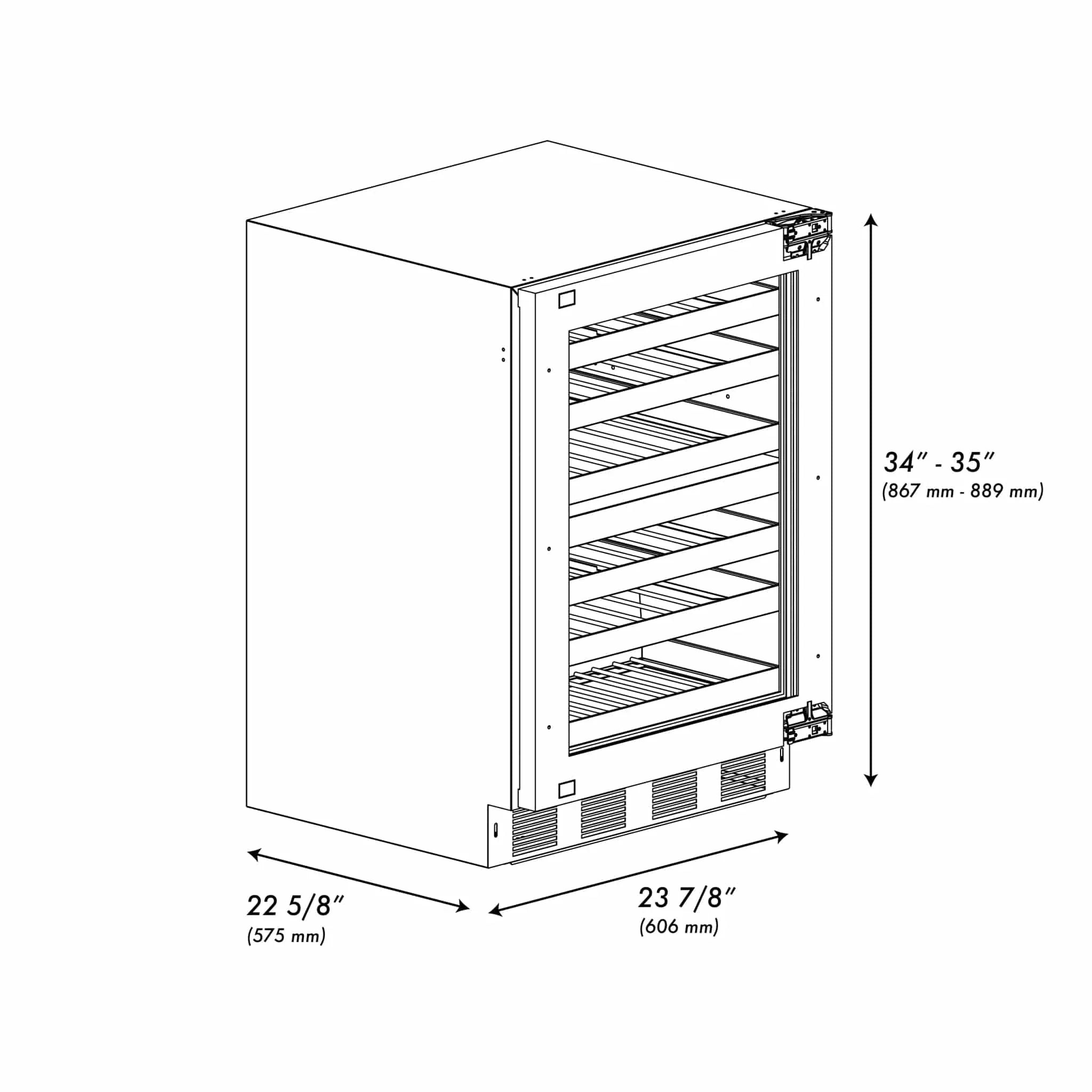 ZLINE Autograph 24 in. Dual Zone 44 Bottle Wine Cooler With Panel Ready Glass Door And Champagne Bronze Handle RWDPOZ-24-CB